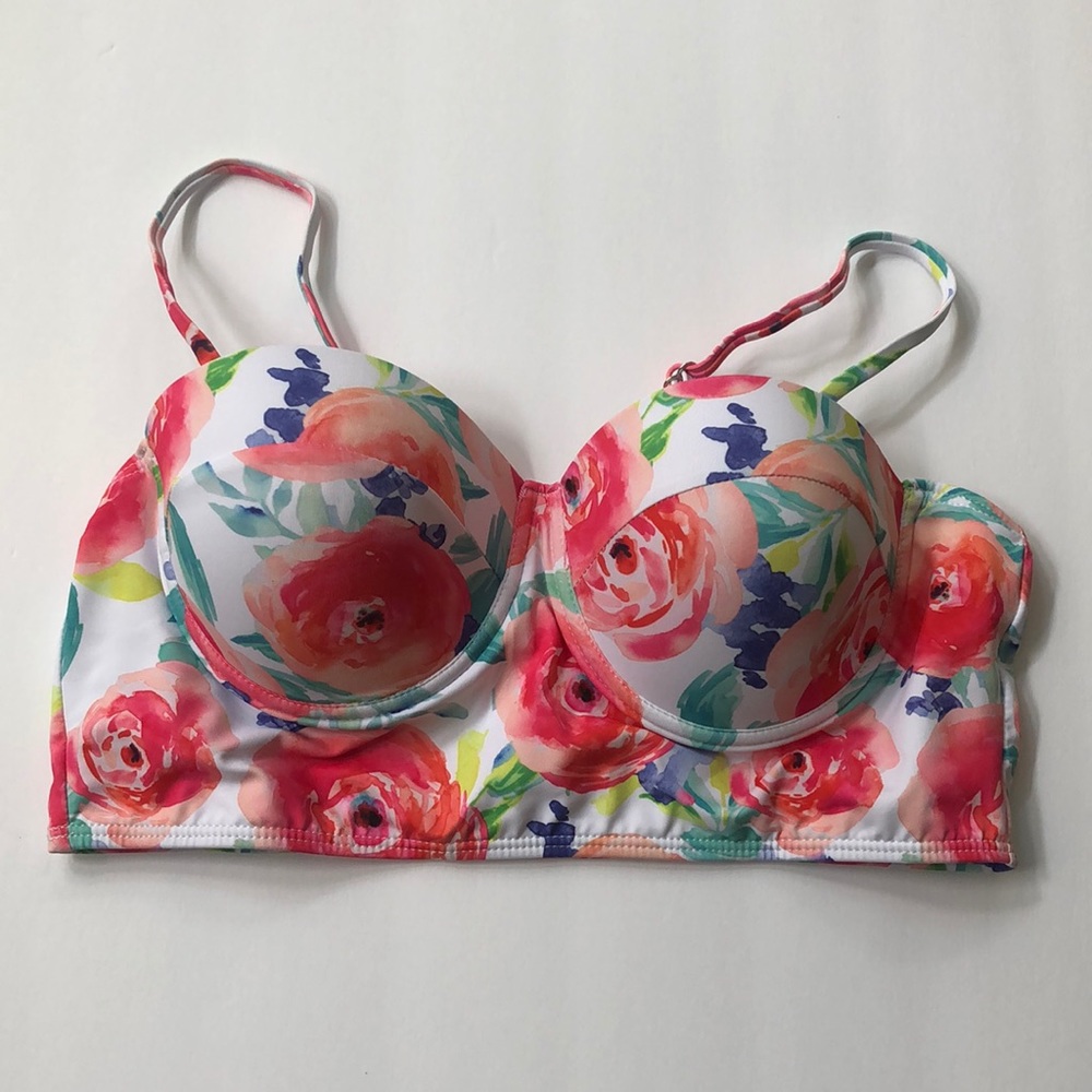 SHEIN Floral Bustier Style Bikini Top Size Medium NWOT